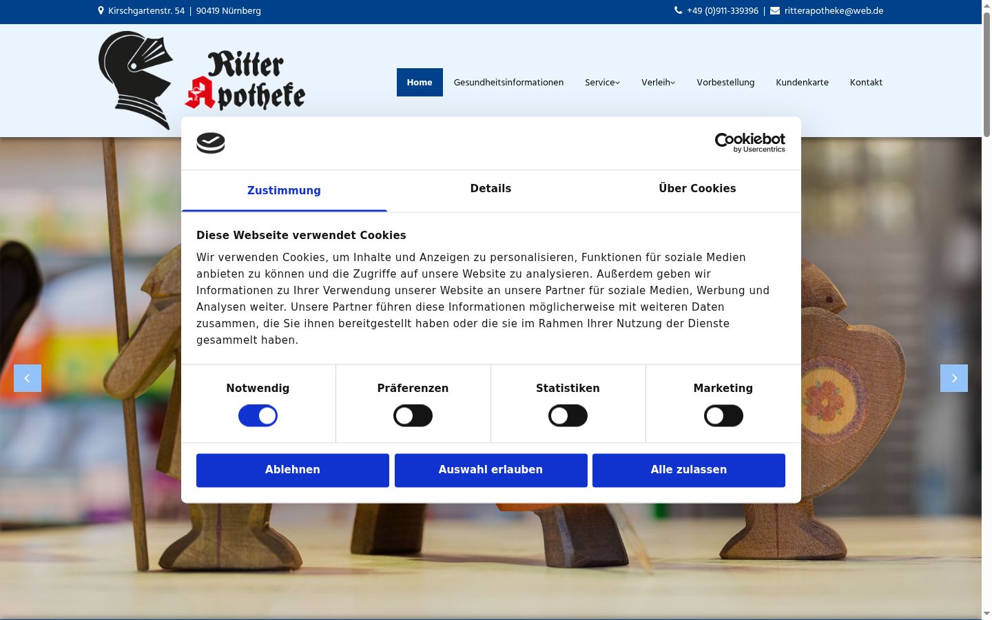 Captura de ecrã do banner de consentimento apresentado antes de qualquer interação