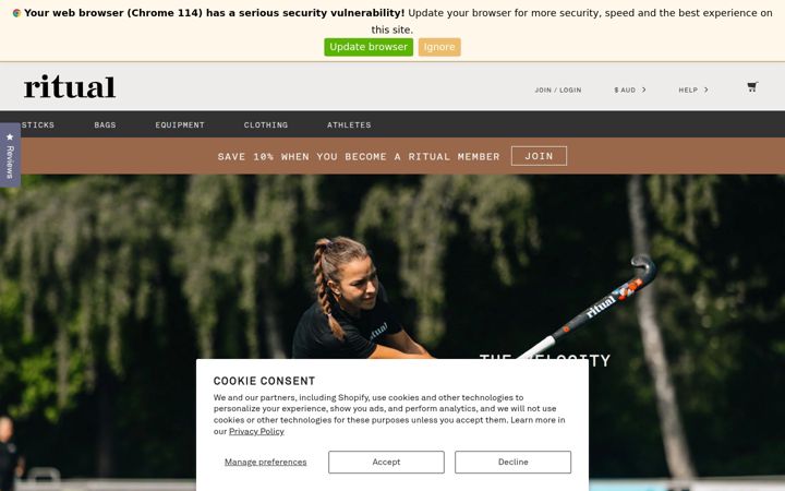 Screenshot of ritualhockey.com.au