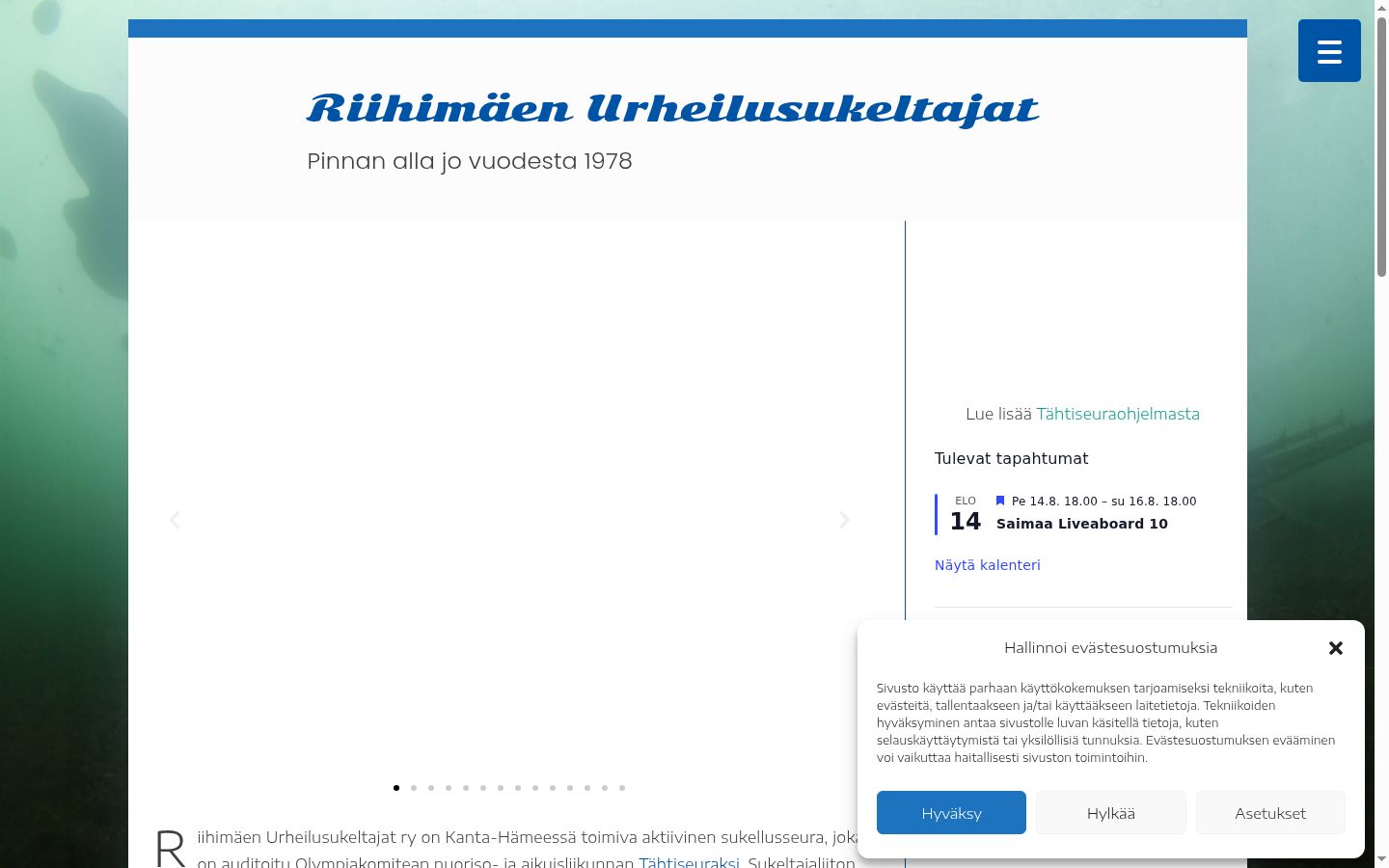 Skärmbild av samtyckesbannern som visades före någon interaktion
