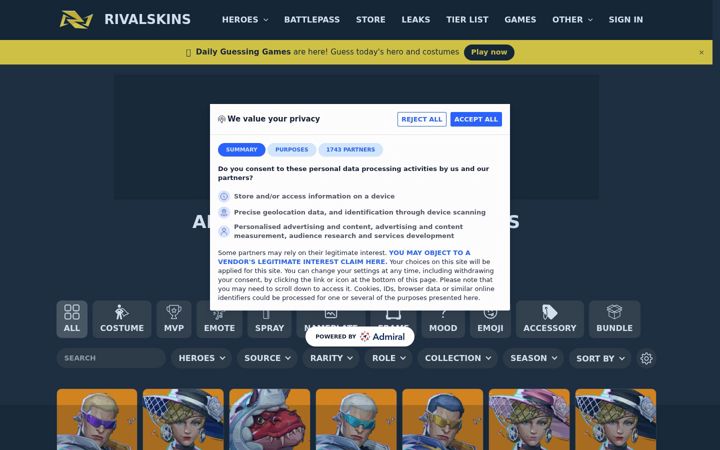 Screenshot of rivalskins.com