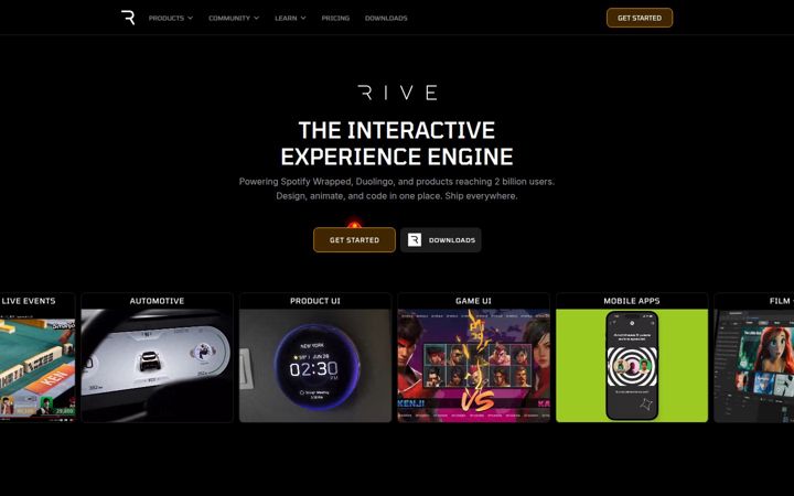 Екранна снимка на rive.app
