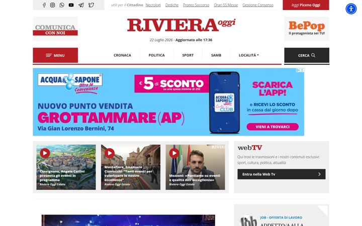 Screenshot of rivieraoggi.it