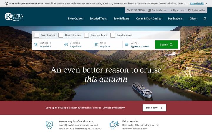 Screenshot of rivieratravel.co.uk