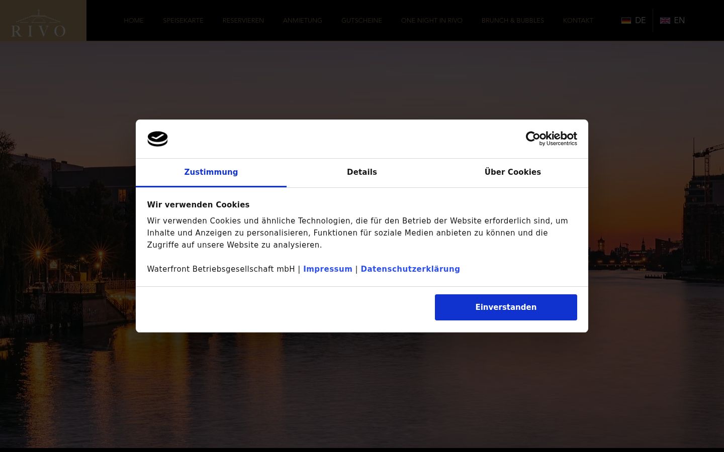 Skærmbillede af samtykkebanneret, som det blev vist før nogen interaktion