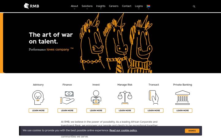 Screenshot of rmb.co.za