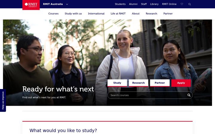 Skärmbild av rmit.edu.au
