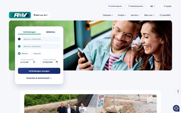 Screenshot von rmv.de