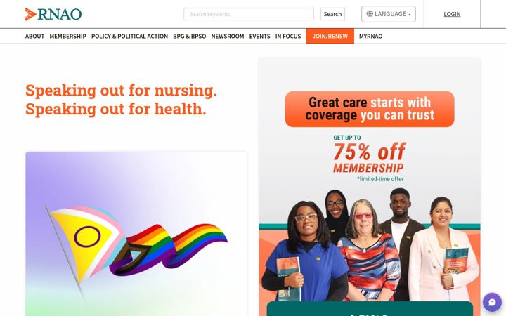 Screenshot of rnao.ca
