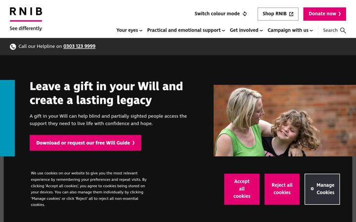 Screenshot του rnib.org.uk
