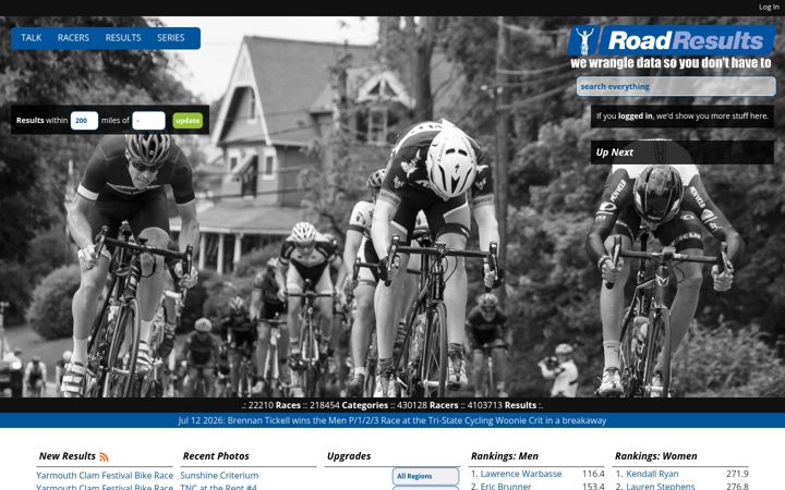 Screenshot of road-results.com