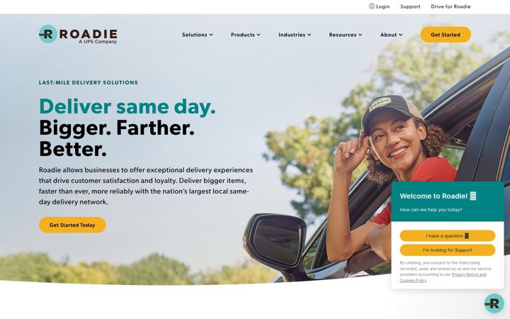 Screenshot ta' roadie.com
