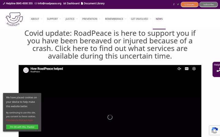 Screenshot of roadpeace.org