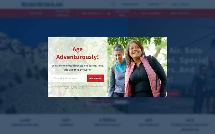 Screenshot of roadscholar.org