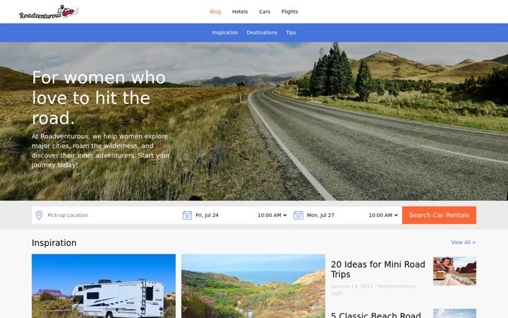 Screenshot of roadventurous.com