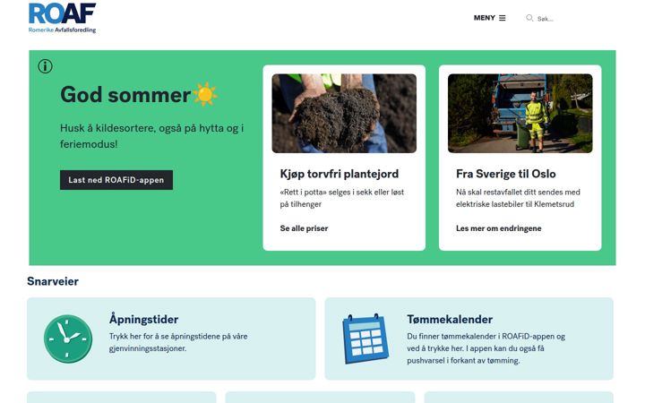 Screenshot van roaf.no