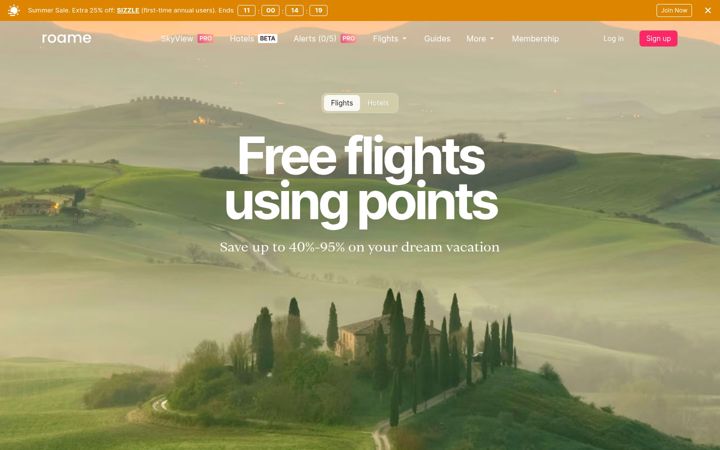 Screenshot of roame.travel