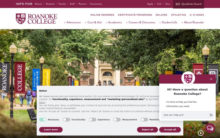 Screenshot of roanoke.edu