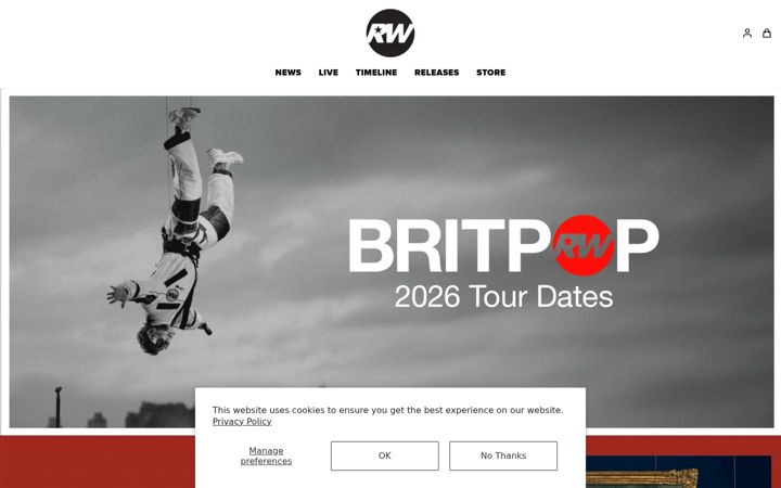 Screenshot of robbiewilliams.com
