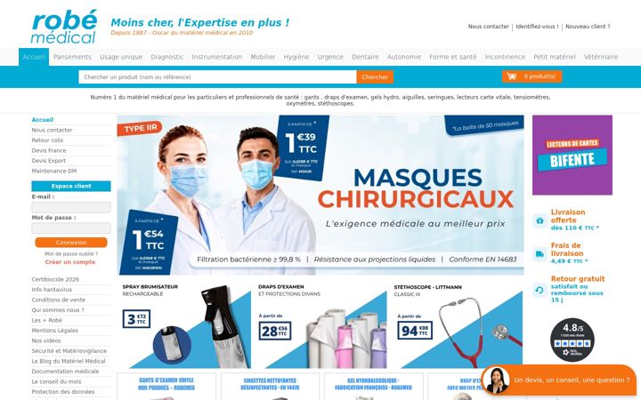 Screenshot of robe-materiel-medical.com