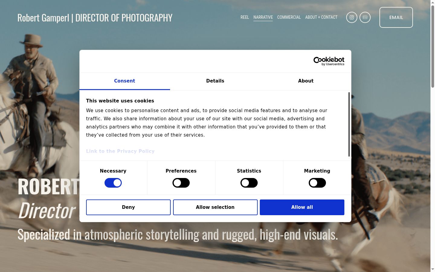 Screenshot of the consent banner shown before any interaction