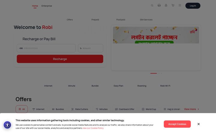 Screenshot of robi.com.bd