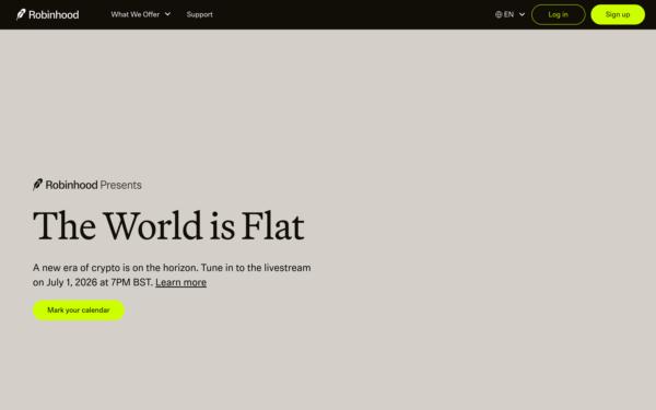 Screenshot of robinhood.com