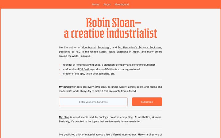 Screenshot of robinsloan.com