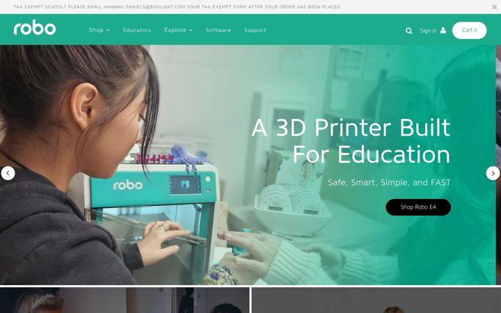 Screenshot of robo3d.com