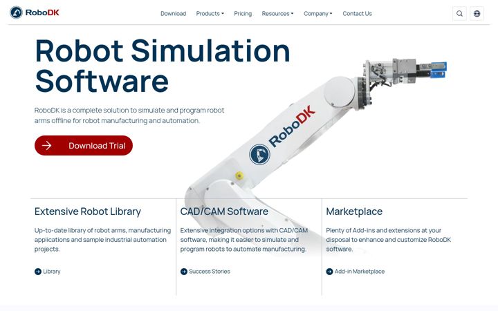 Screenshot of robodk.com
