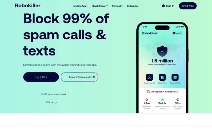 Screenshot of robokiller.com