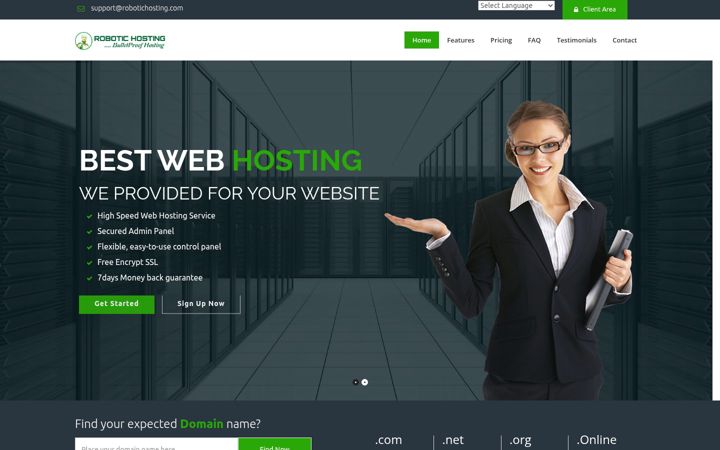 Screenshot of robotichosting.com