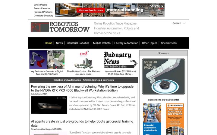 Screenshot of roboticstomorrow.com