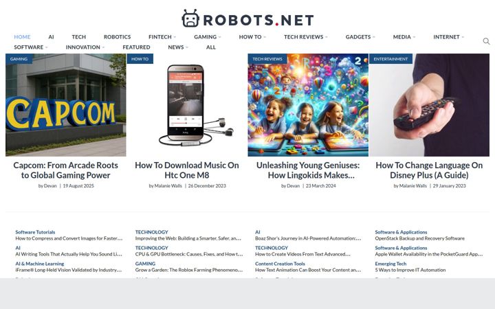 Screenshot of robots.net