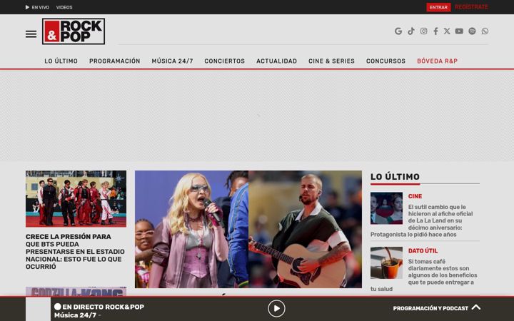 Snímek obrazovky rockandpop.cl