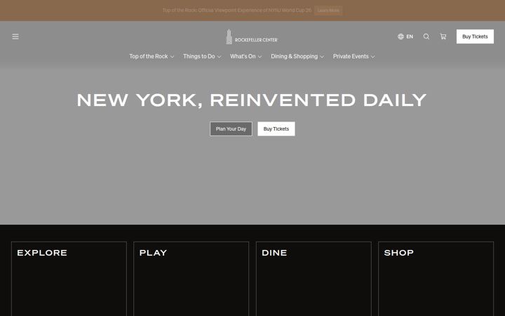 Екранна снимка на rockefellercenter.com