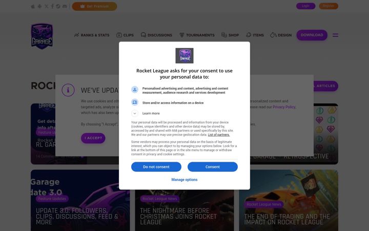 Screenshot of rocket-league.com