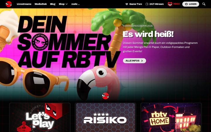 Screenshot of rocketbeans.tv