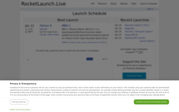 Screenshot of rocketlaunch.live