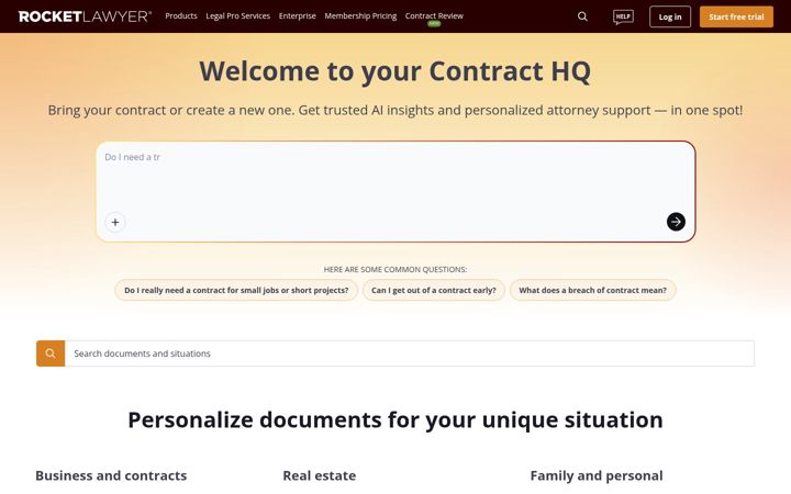 Screenshot von rocketlawyer.com