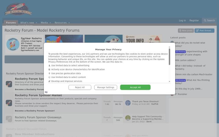 Screenshot of rocketryforum.com