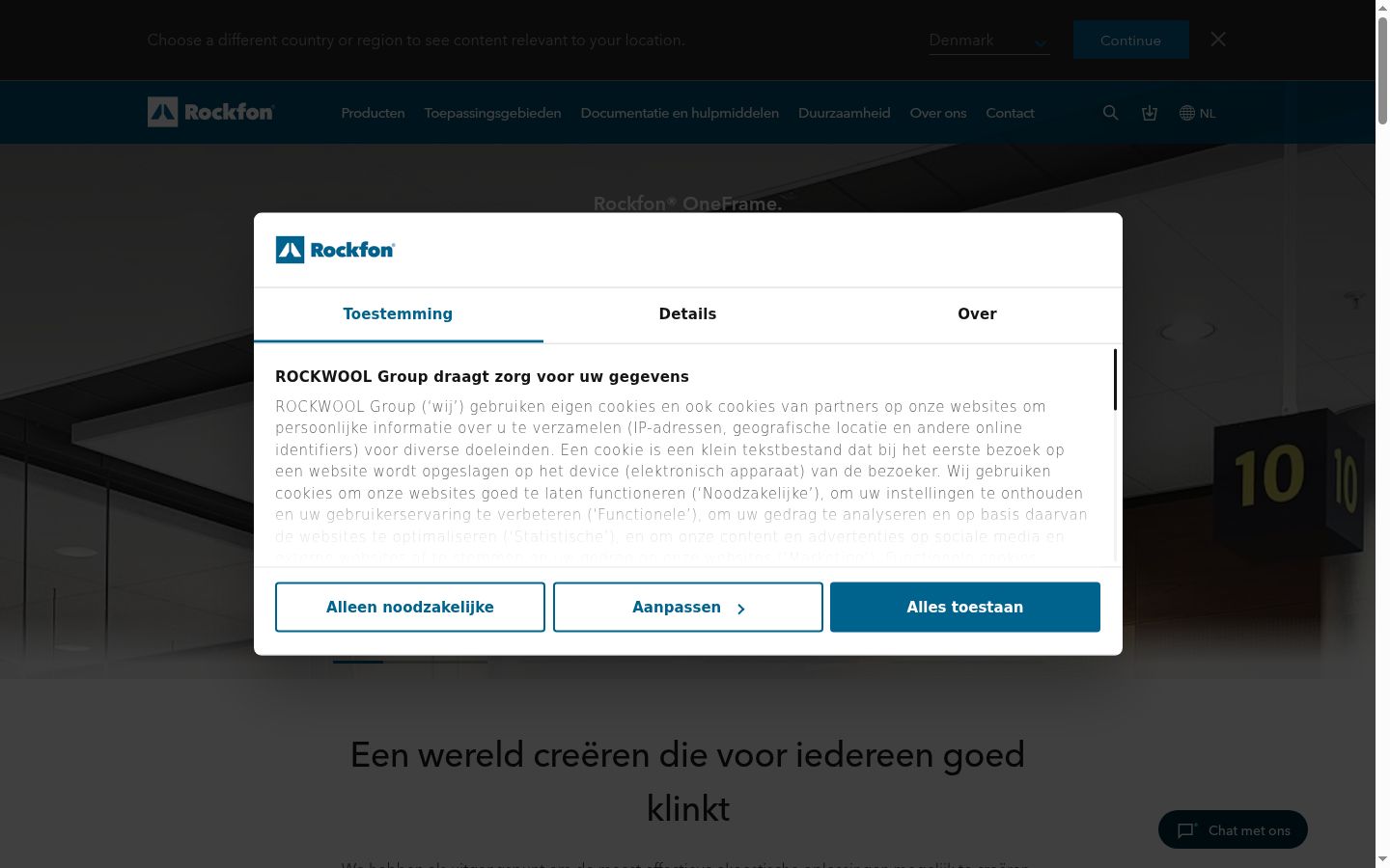 Screenshot des Einwilligungsbanners vor jeglicher Interaktion