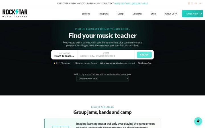 Screenshot of rockstarmusic.ca