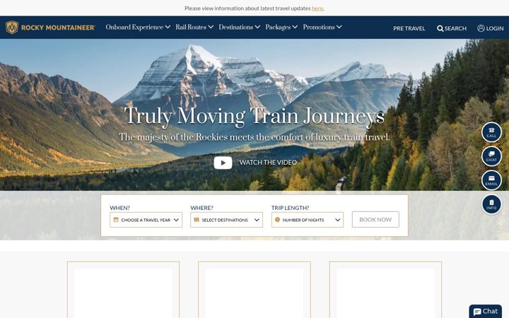 Screenshot of rockymountaineer.com
