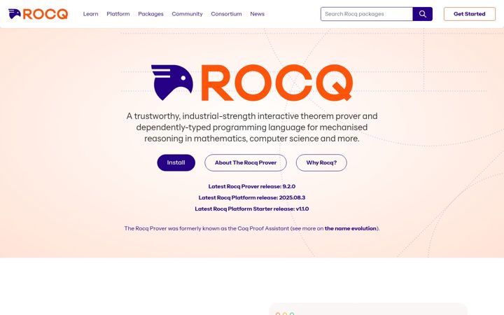 Screenshot of rocq-prover.org