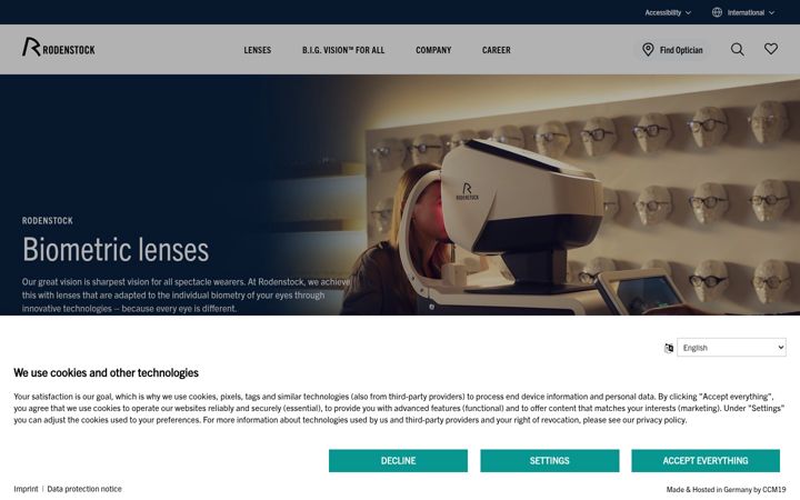 Screenshot of rodenstock.com