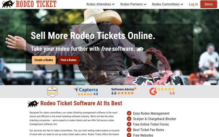 Screenshot of rodeoticket.com