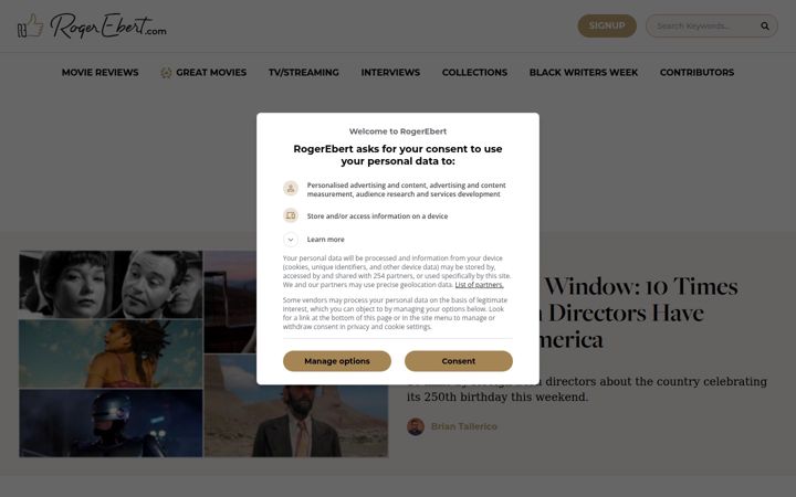 Skjermbilde av rogerebert.com