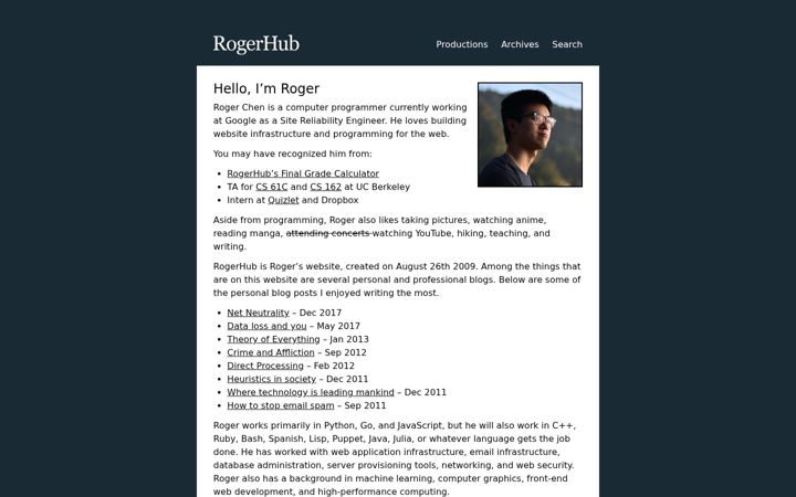 Screenshot of rogerhub.com