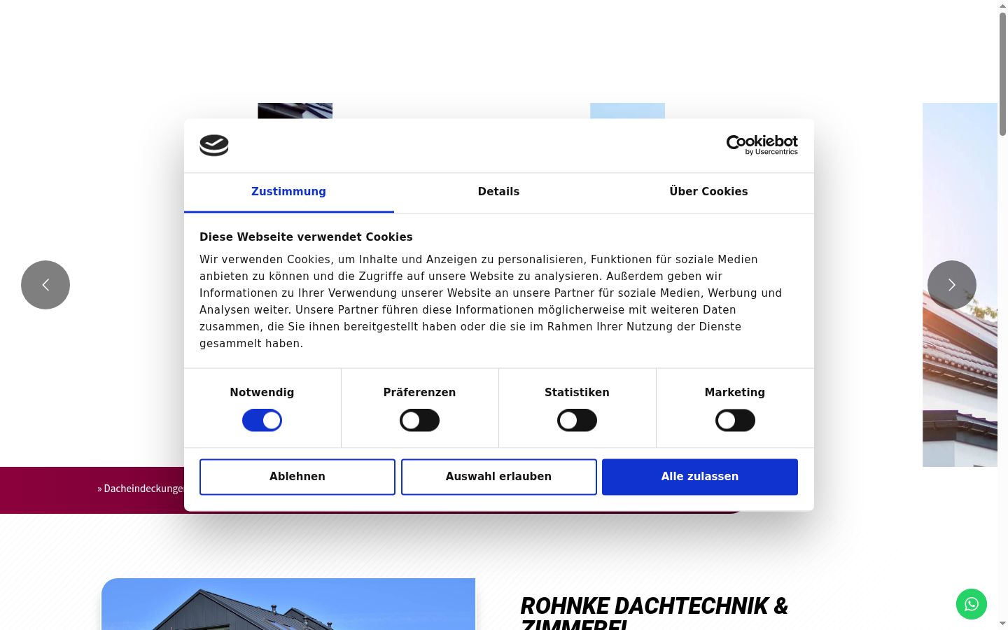 Screenshot des Einwilligungsbanners vor jeglicher Interaktion