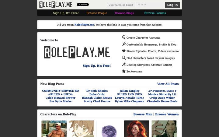 Screenshot of roleplay.me